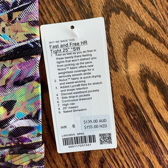 NWT New LULULEMON Sea Wheeze Seawheeze Fast & Free Black Rainbow SPNC 6 or 8 - Picture 3 of 7